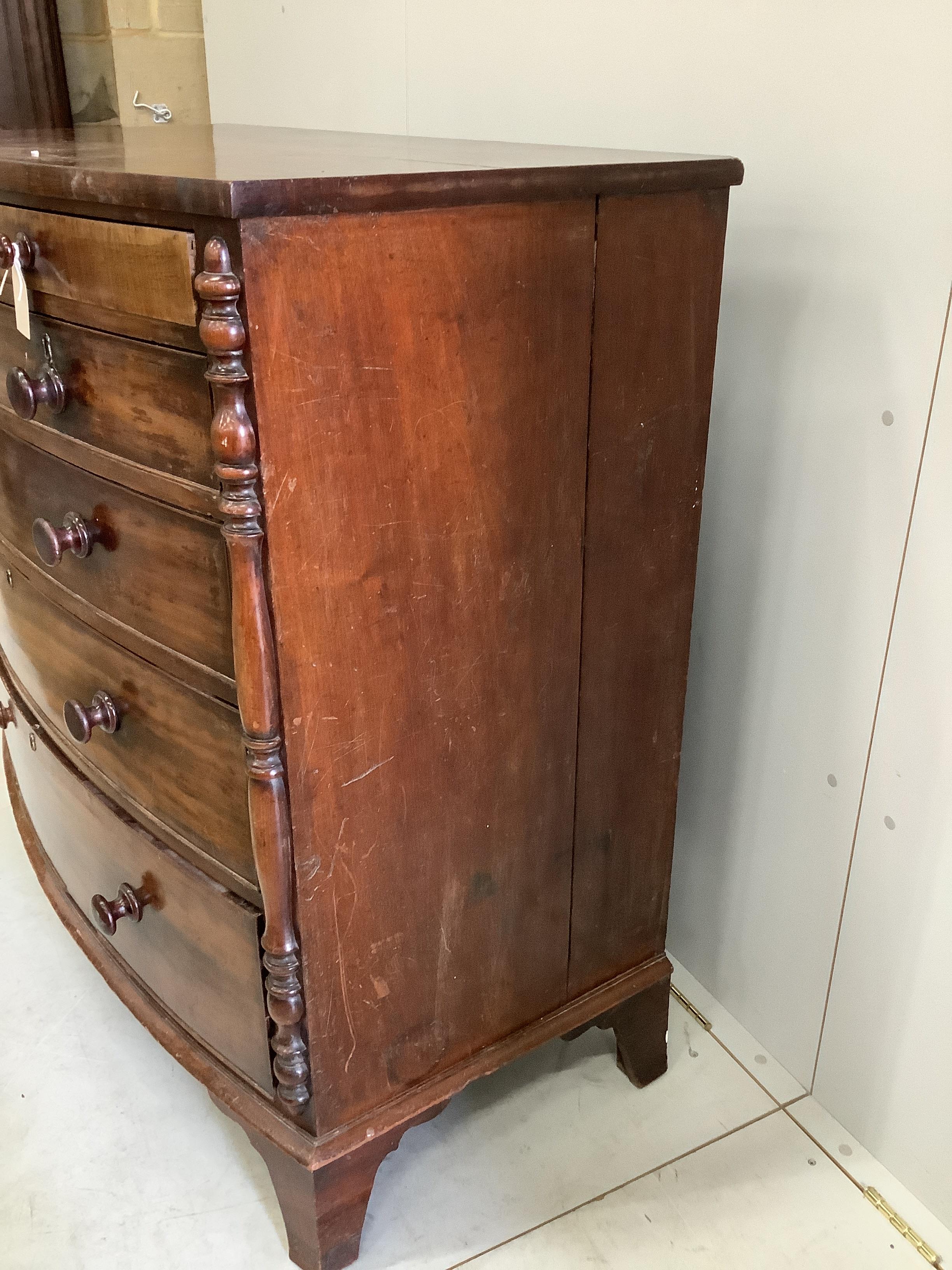 A Regency mahogany bowfront chest, width 120cm, depth 64cm, height 113cm